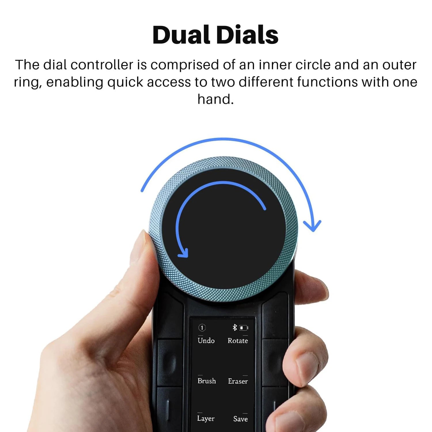 Huion Mini Keyboard Keydial Remote K40 with Dual-channel Bluetooth Wireless Dual-dial Controller 8 Programmable Keys OLED Screen