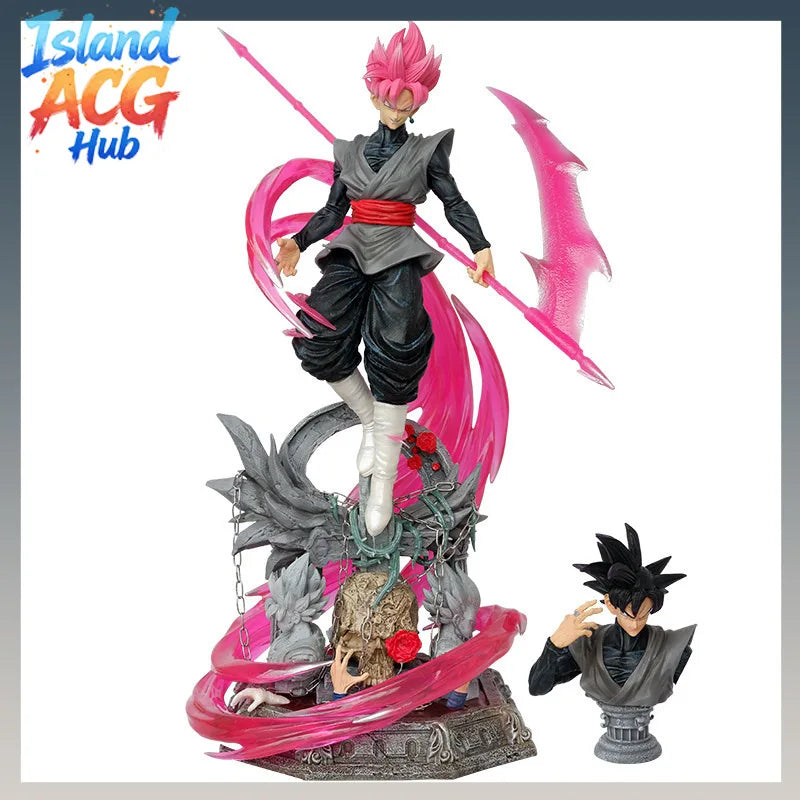Yunqi GK Dragon Ball Super Rose Goku Black PVC Figure Luminous Base Interchangeable Parts Collectible Statue Decor