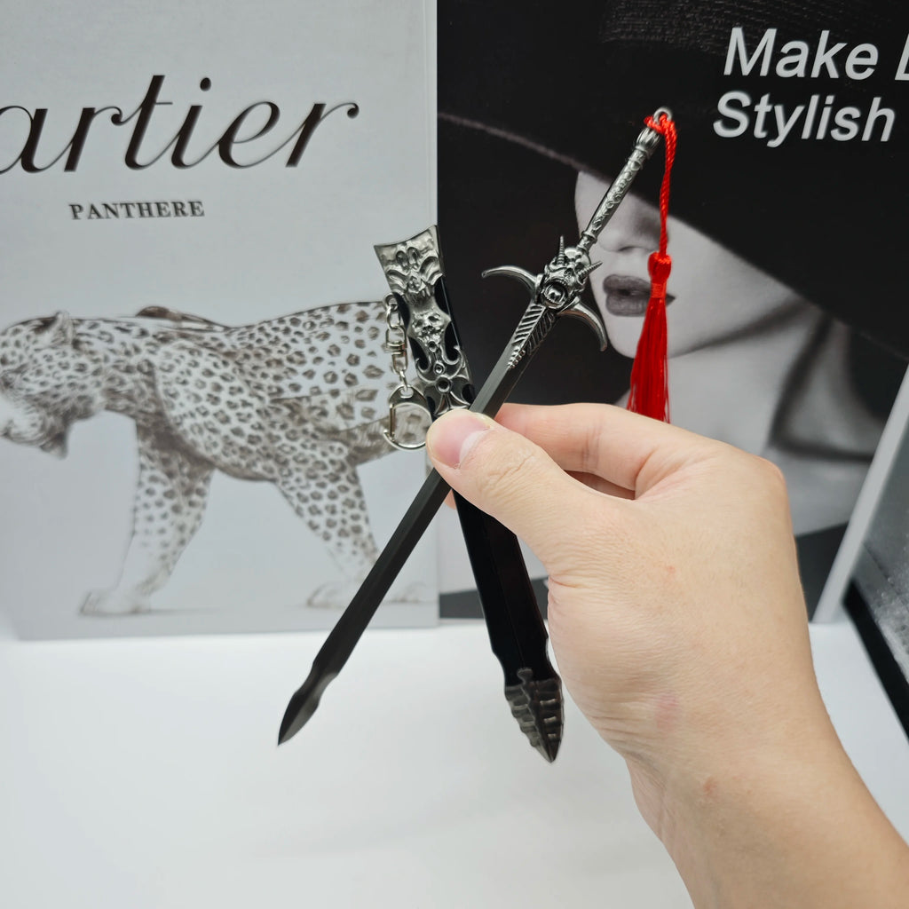 Devil May Cry 5 Spielperipheriegeräte Dantes Schwert der Rebellion Waffenmodell mit Scheide Legierung Handwerk Schlüsselanhänger Waffenornamente 22CM