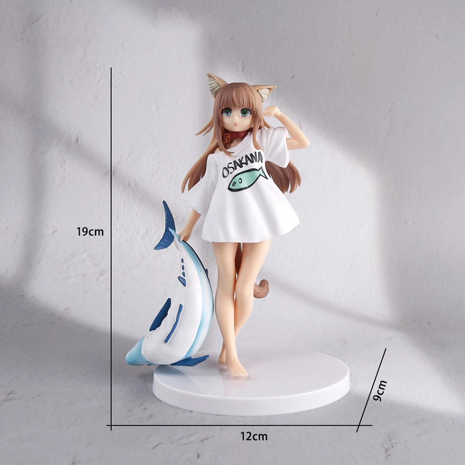 19cm Cute My Cat Is A Cute Girl High School D×D Anime Catgirl Action Figures Fashion Girl Figurine PVC Collection Model Doll Toy