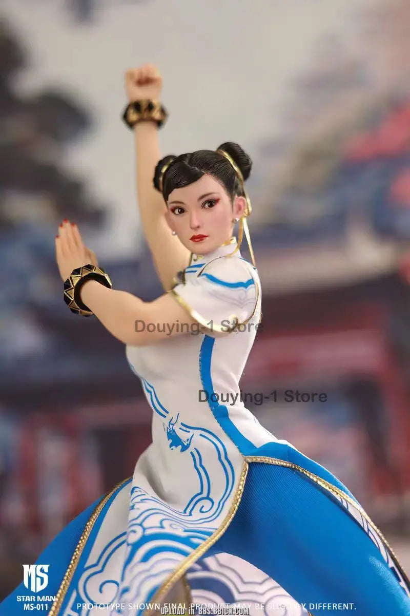 In Stock STAR Man 1/6 Ms-011 Chun-li Blue cloud pattern cheongsam Action Figure PVC Anime Model Toys Collection