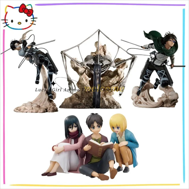 -In Stock Original BANDAI Ichiban KUJI Attack on Titan Eren Yeager Levi Ackerman Zoe Hans Mikasa Armin Arlert  Model  Figure