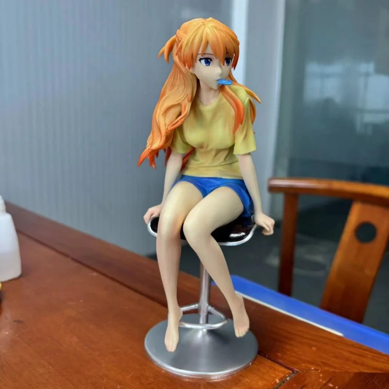 New Asuka  Anime  Action Figure Model Sitting Posture Desktop Decor Gk Statue Dolls Figures Collect Toy Gift