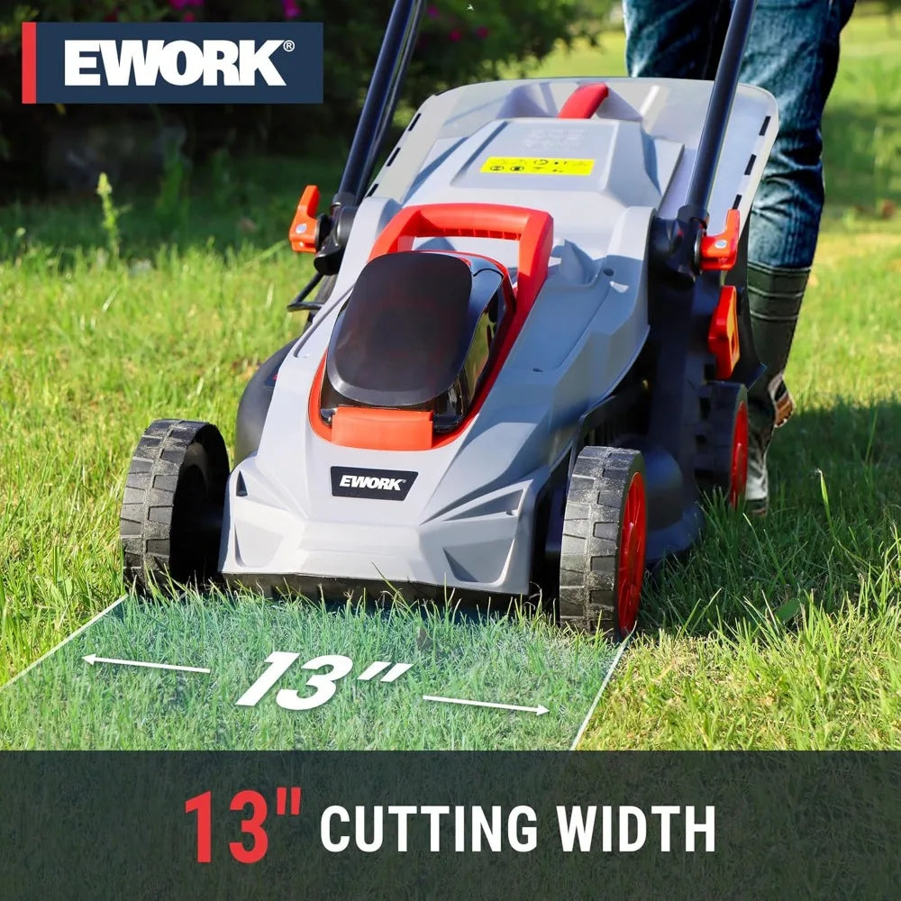 40V 13-Inch Electric Lawn Mower Cordless, Brushless Motor, 5 Height Adjustment with 2 x 20V 4.0Ah Batteries and Charger, Batter