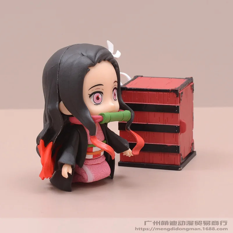 Anime Demon Slayer Nezuko Q Version Change Face Joint Mobility Pvc Action Figure Clay Man Desk Decor Collectible Toy Gift Boxed