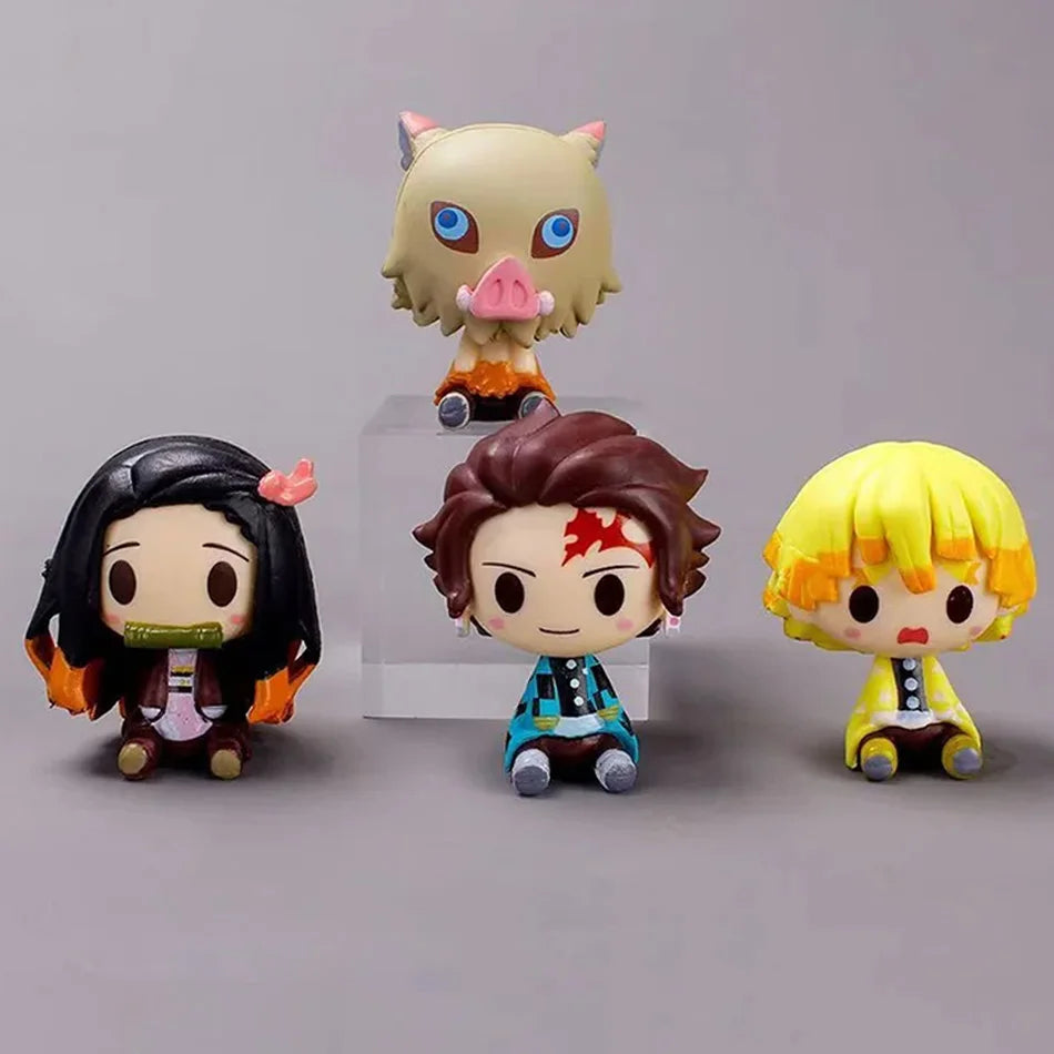4pcs/set Demon Slayer Action Figure Kimetsu No Yaiba Kamado Tanjirou Nezuko Agatsuma Zenitsu Action Figure Anime Model Toys Gift
