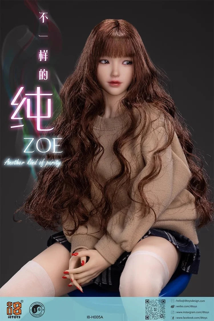 In Stock I8TOYS I8-H005 1/6 Female Soldier Zoe Movable Eyes Head Sculpt Carving Model Fit 12'' Action Figure Body Dolls