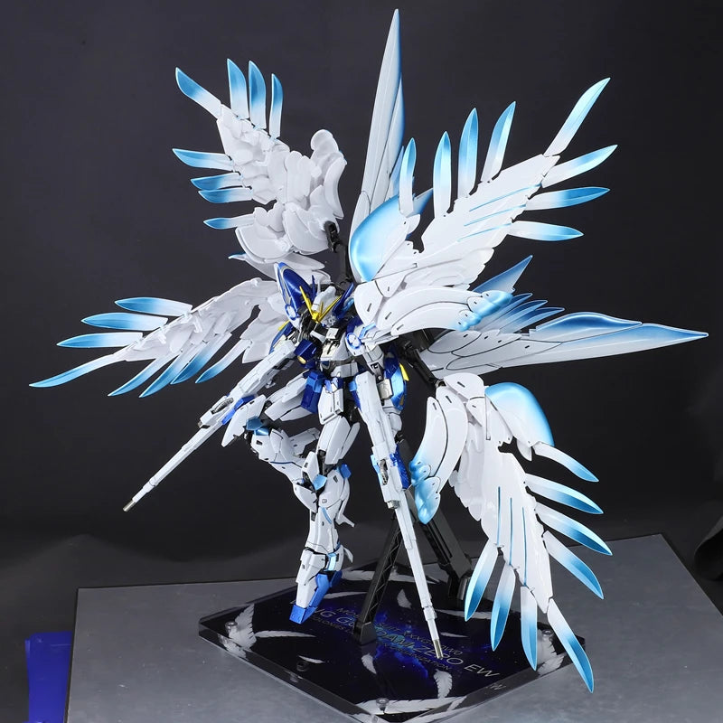 Bandai  MG 1/100 Ice Blue Angel FLYWING ZERO TITANUM FINISH Model Kit Anime Action Fighter Assembly Models Collection Kids Gift