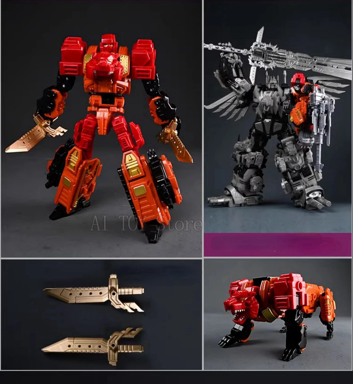 JinBao Predaking Transformation Cool Anime  5 in 1 Action Figure Robot Car Military Tank Model Toys Gifts Onslaugh Oversize 43CM