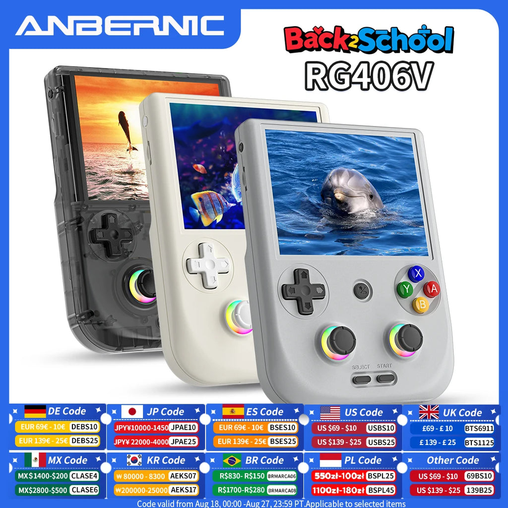 ANBERNIC RG 406V Handheld Game Console 4" IPS Multi-touch Screen Android13 RG406V Retro Video Games Support 1080p DP FOTA Update