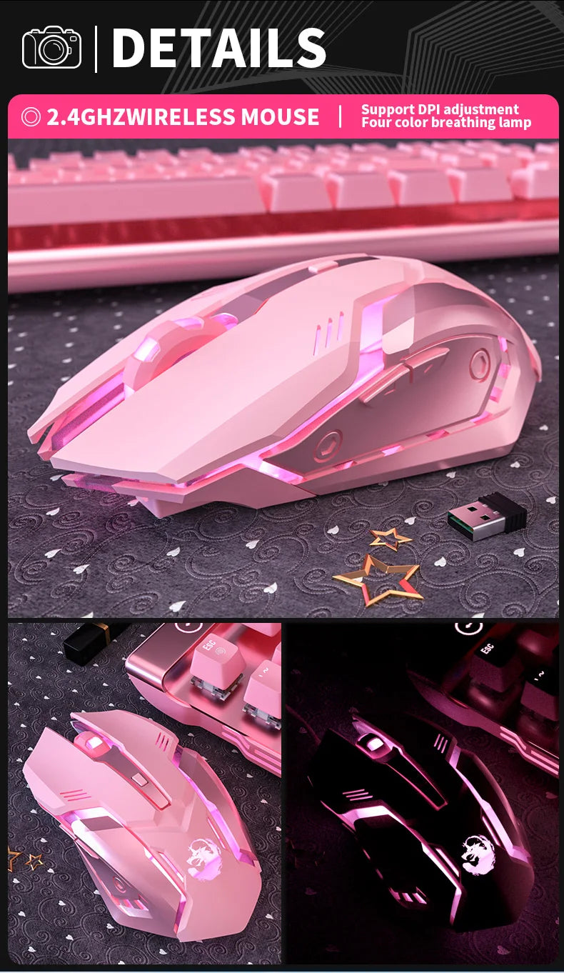 Gaming-Maus mit Stummschaltung, niedliche RGB-Gamer-Mäuse mit 6 Tasten, optische Büro-Computermaus für Desktop-Laptop, ergonomische Spielmaus
