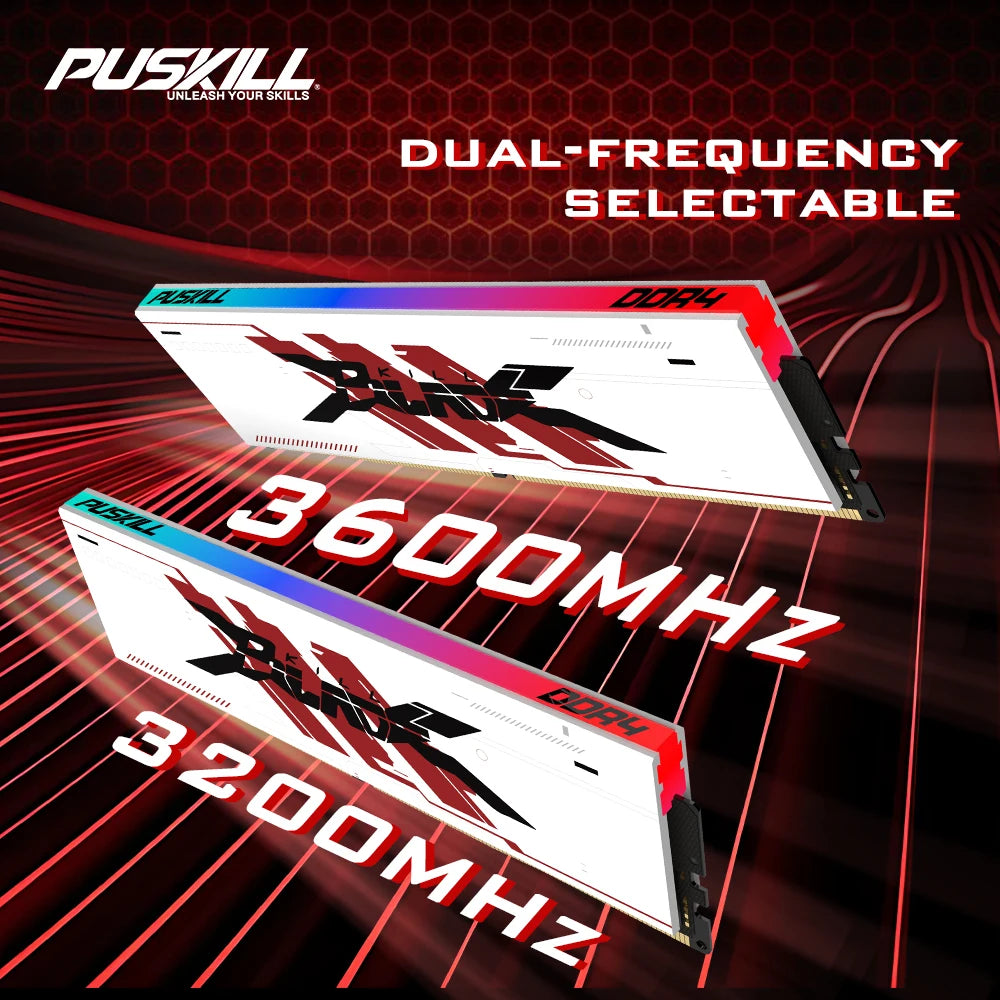 PUSKILL RGB DDR4 Memoria RAM  3600MHz 3200MHz 8GB 16GB  DIMM Desktop Gaming Memory