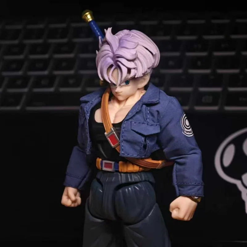 In Stock 1/12 Scale Action Figures Trunks Blue Jacket Coat Fit SHF Tonsen Arttoys Super Saiyan Trunks Anime  Gifts