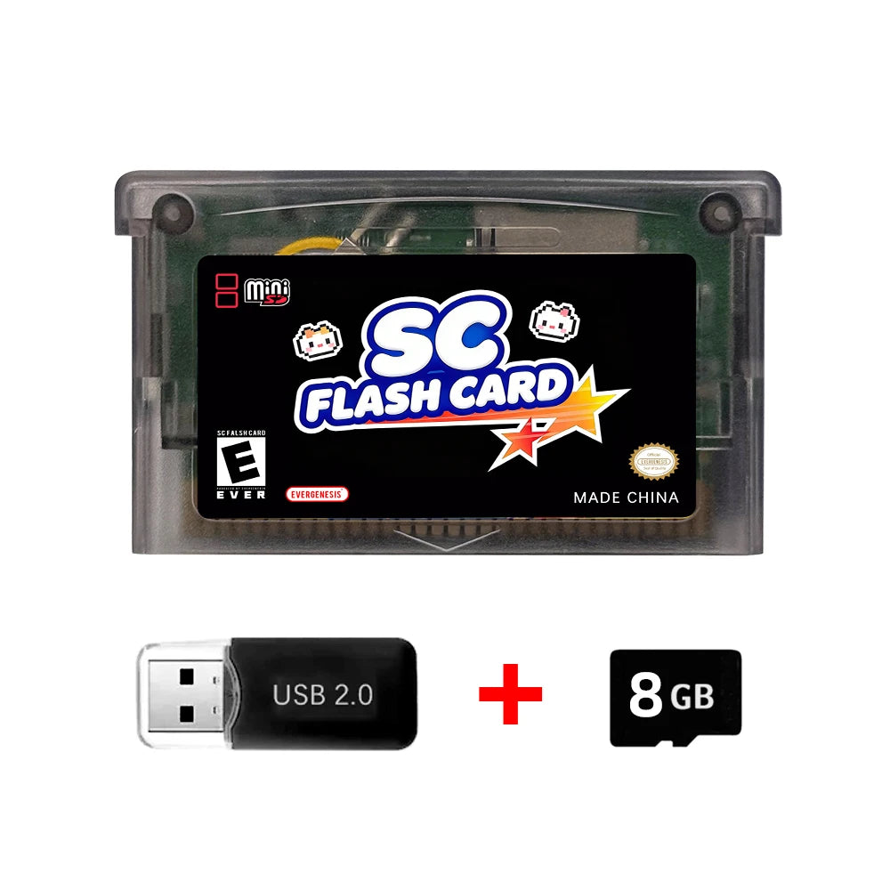 DGETG SCFW V2.0 GBA Flash Cart 5000+ Retro Games RTC 1M Flash NES Compatible with GBC GB NES DS Includes 8G TF Card