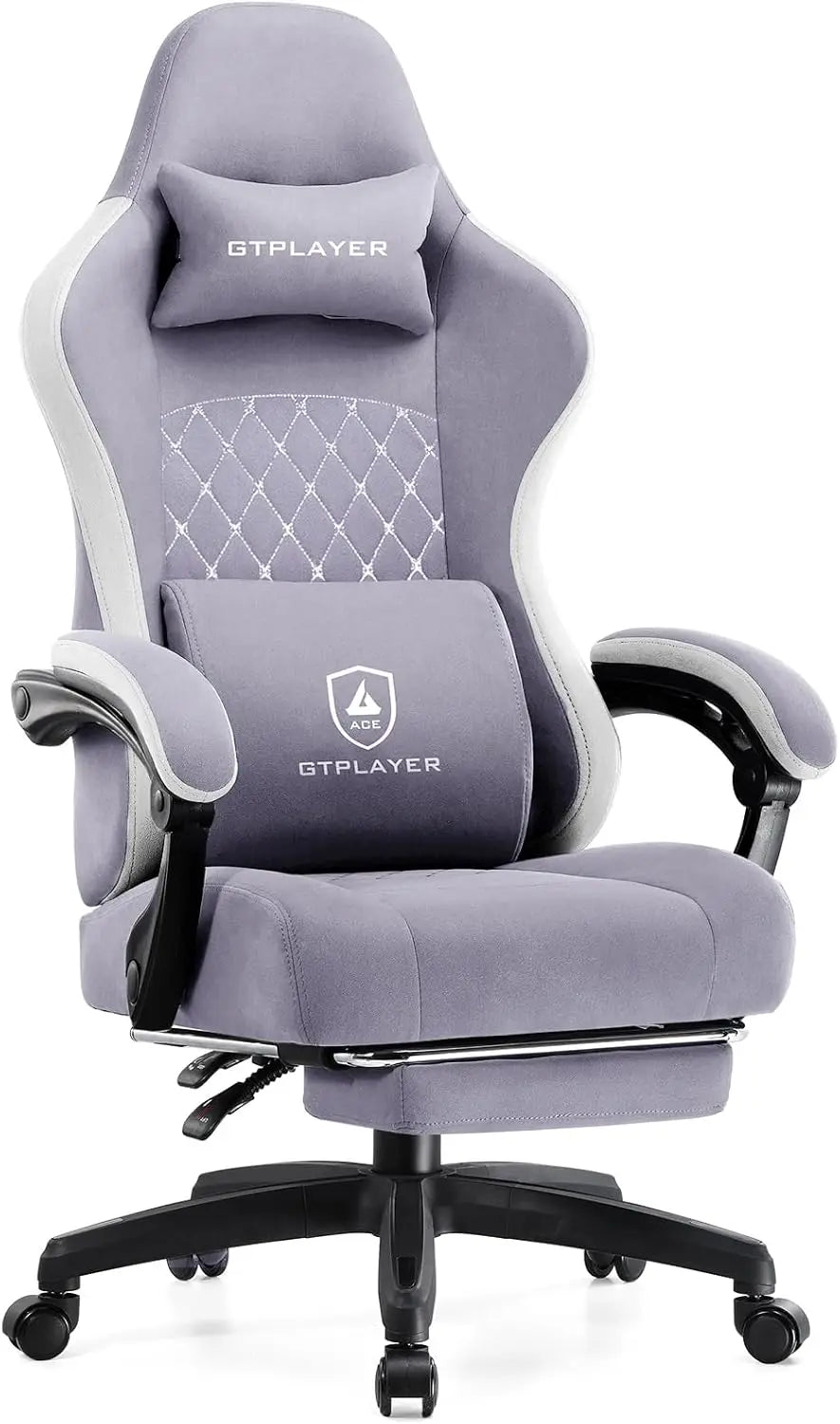 Office Chair, Gaming Computer Desk Fabric Chair with Footrest, High Back Ergonomic Office Chair with Pocket Lumbar Support