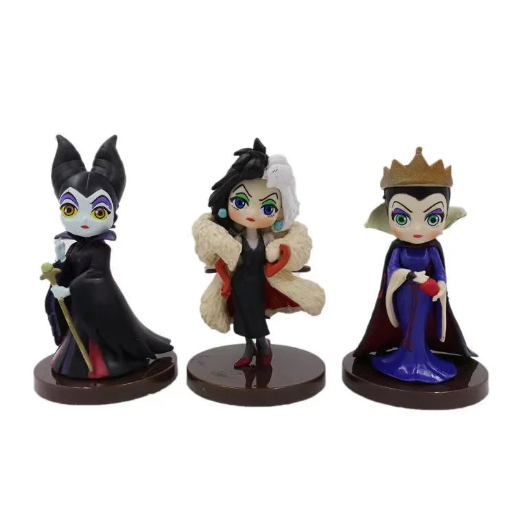8 cm 3 teile/satz Disney Q posket Petit Villains Nachkommen 2 Maleficent Cruella de Vil Königin Action Figur Modell Geschenk Spielzeug