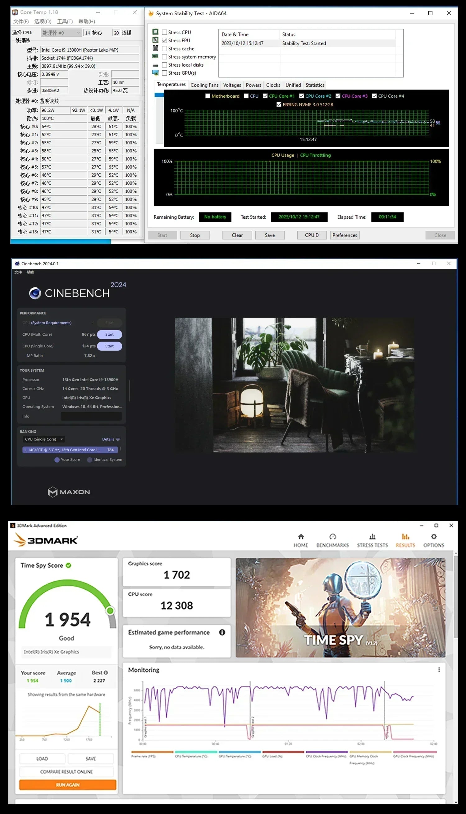 ERYING DIY-Motherboard mit Onboard-Core-CPU-Interpose-Kit i9 13900H i9-13900H DDR4 Gaming-PC Desktop-Computer Montageset