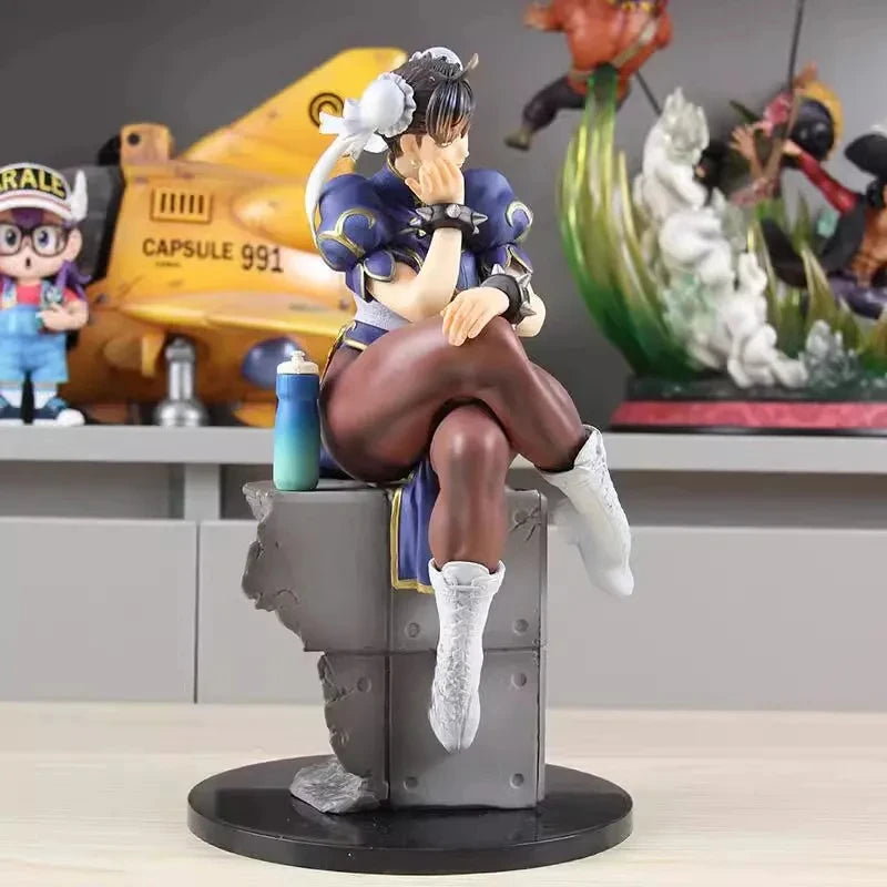Game Street Fighter Figures Model Fighting Chun Li Action Figure Sitting Figurine Anime PVC Collectible Toys for Decoration Gift