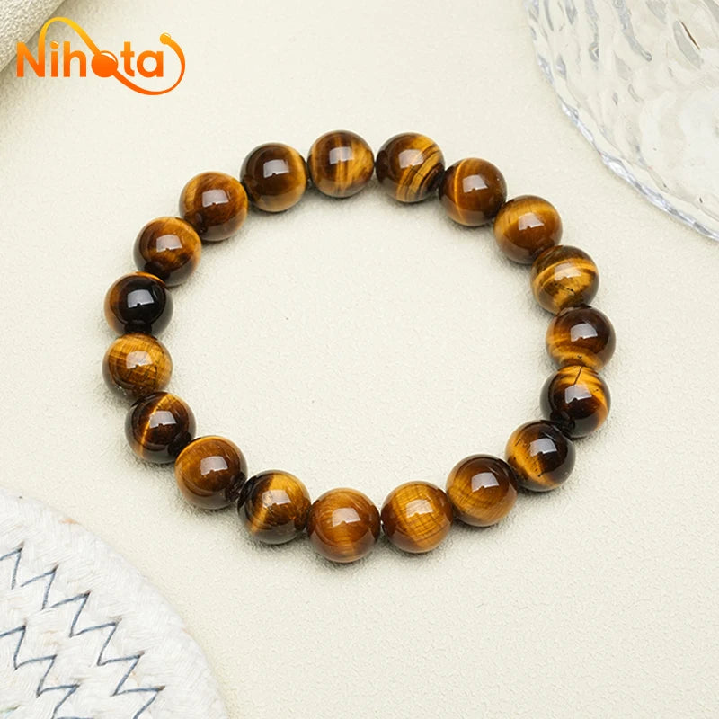 High Quality Yellow Tiger Eye Stone Handmade Round Beads Bracelets Couple Energy Yoga Bracelet Men Women Jewelry 6/8/10/12mm