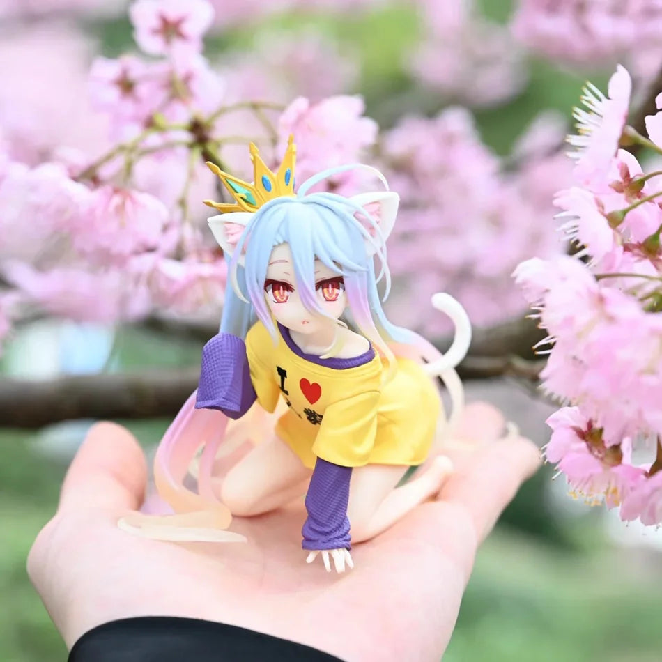 13CM Аниме NGNL Без игра, без живот Бяла фигурка Аниме PVC Аниме екшън фигурки Модел Колекция Орнамент Аниме Модел Играчка Подарък