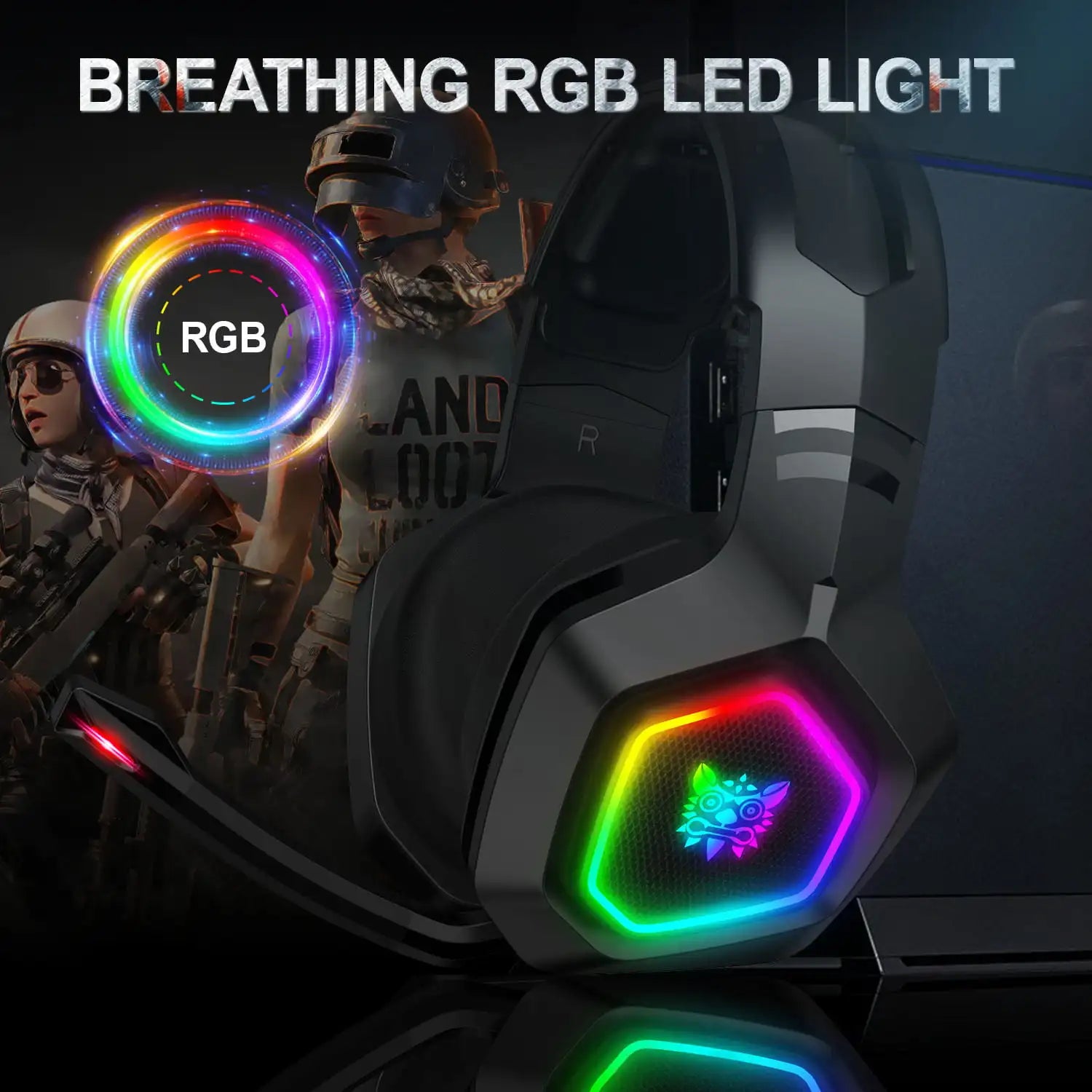 ONIKUMA K10 Gaming-Headset, Stereo-Bass-Surround-RGB-Geräuschunterdrückung, Over-Ear-Bluetooth-Kopfhörer mit Mikrofon
