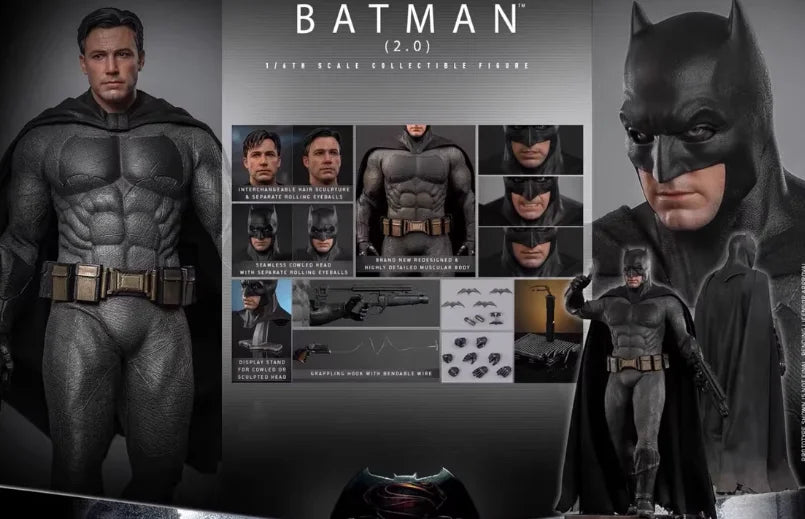 HotToys HT MMS731 1/6 Collectible Toys Light Armored Batman 2.0 Dark Knight Super Hero Soldier 12inch Action Figure Model Gifts