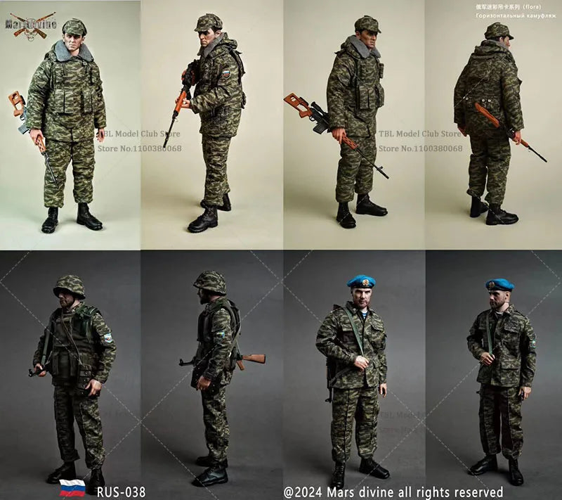 In Stock Marsdivine RUS-038 1/6 Scale Russia Soviet Camouflage Combat Uniform Set Fit 12'' Male Solider Action Figure Body Doll