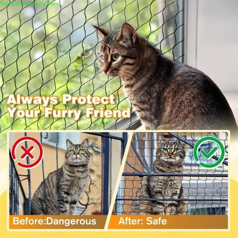 0XXA Reinforced Netting Cats Mesh for Balconies and Patios, Steel Wire Reinforced Pet Safety Netting