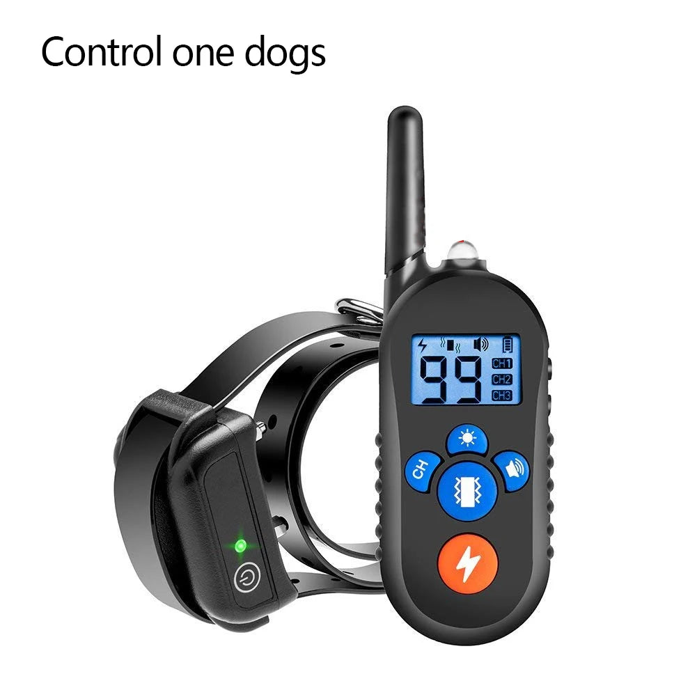 Elektrisches Hundetrainingshalsband (800 m Reichweite) mit Fernbedienung, wasserdicht, mit Antibellfunktion für alle Hundegrößen und Schockfunktion.