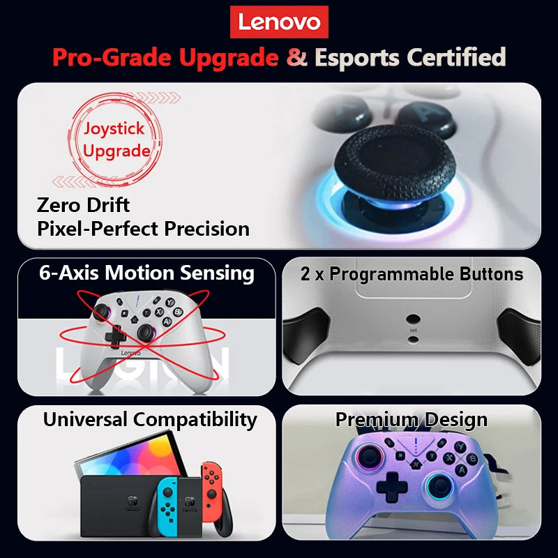 Original Lenovo S06 Wireless Bluetooth Gamepad With 2.4G No Stick Drift Wired Gamepad Hall Joysticks Triggers Gaming Controller