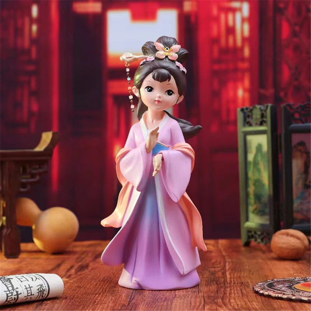 Four Beauties Resin Doll Sculptures Chinese History Celebrated Woman Ancient Traditional Figure Miniature Desktop Decor Ornament