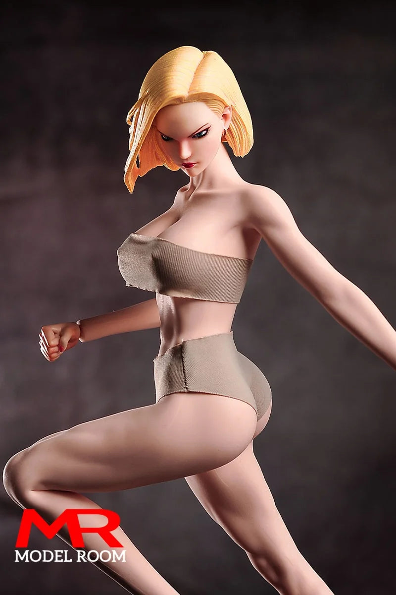 1/6 Scale Fighting Girl Muscle Seamless Body Model 12'' Female Soldier Big Breast Action Figure Doll with Physiological Detail