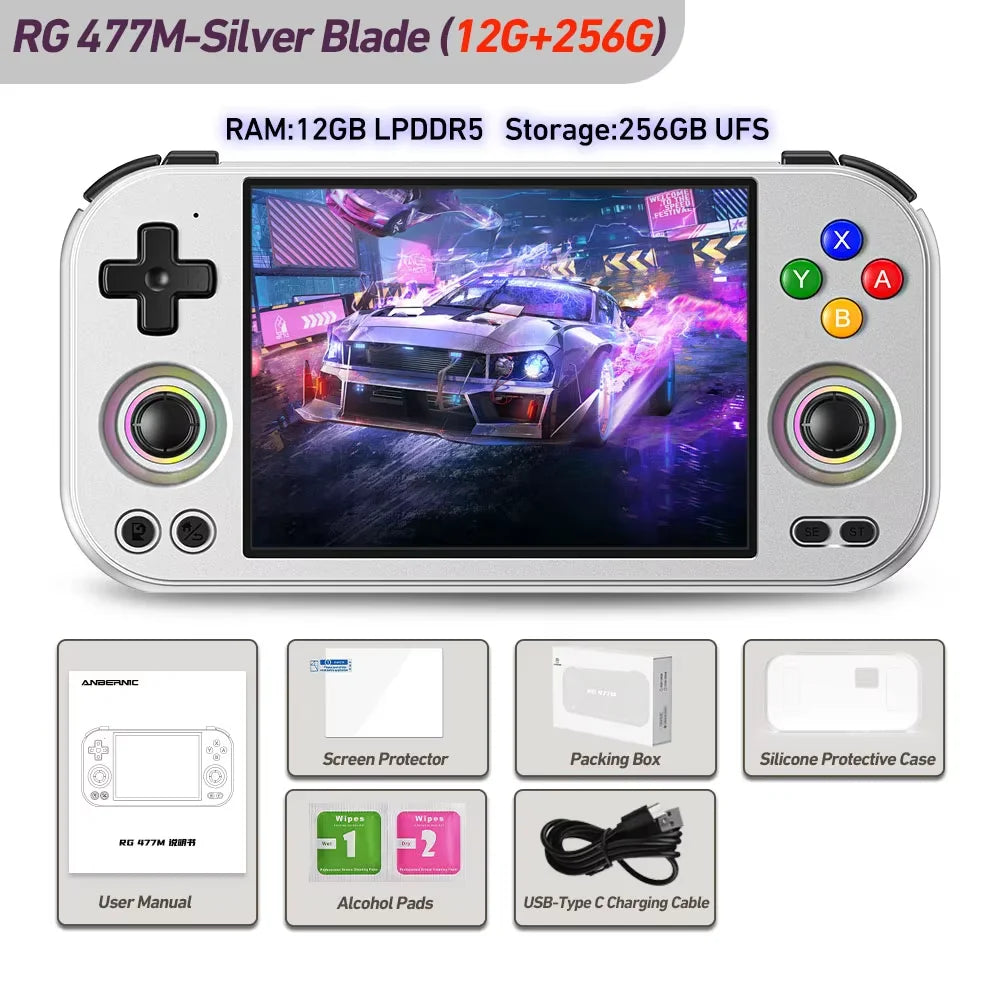 ANBERNIC RG477M RG Slide Retro Handheld Game Video Player Console 4.7-inch LTPS Android 14 Bluetooth WIFI 12G+256G PS2 RG 477M