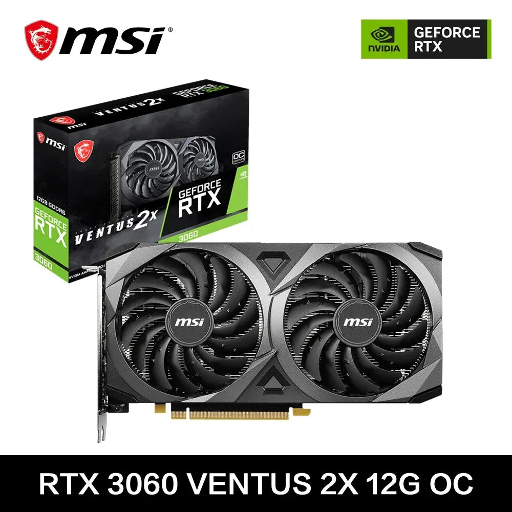 MSI GeForce RTX 3060 VENTUS 2X 12G OC Gaming Graphics Card 12GB GDDR6 192-bit HDMI DP PCI-E 4.0 8Pin factory box only