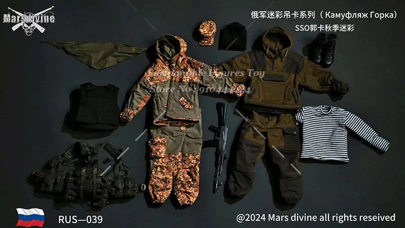 Mars Divine 1/6 Men Soldier Russian Army Combat Uniform Set ‌SSO Special Force Camouflage Clothes Fit 12Inch Action Figure Body