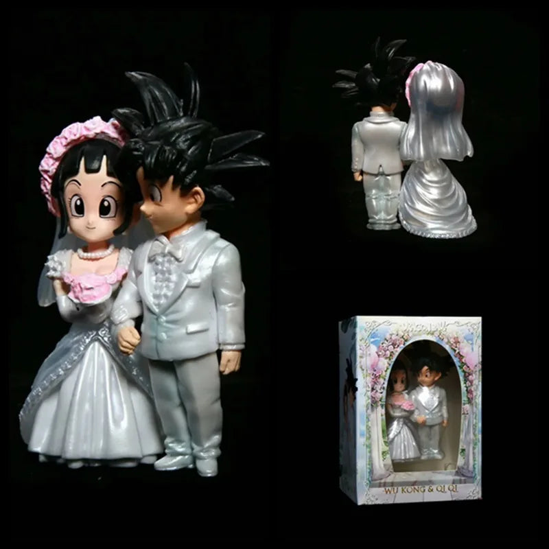 New Dragon Ball Anime Figure Son Goku Figures Lg Wedding Goku Chichi Mariage Figurine 9cm Scene Statue Q-Version Pvc Model Doll