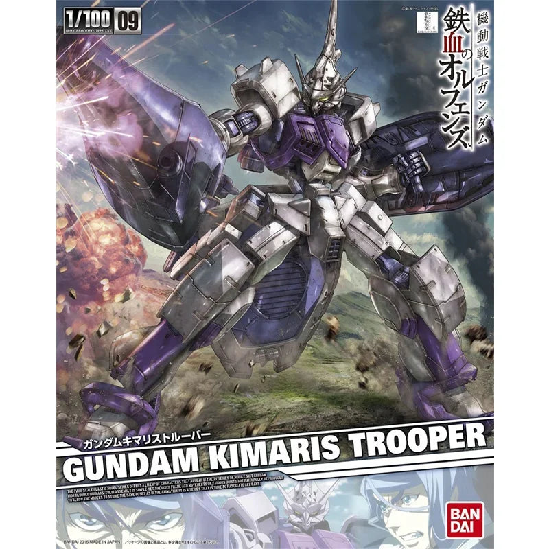 Bandai Genuine Gundam Model Kit Anime Figure TV 1/100 GUNDAM KIMARIS TROOPER Action Figures Collectible Toys Gifts for Kids