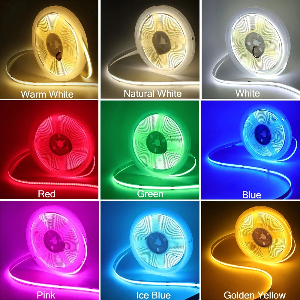8MM COB Led Strip 5V with Motion Sensor Battery Powered 320LEDs/M USB Induction Night Light Warm White Red Ice Blue Green Yellow