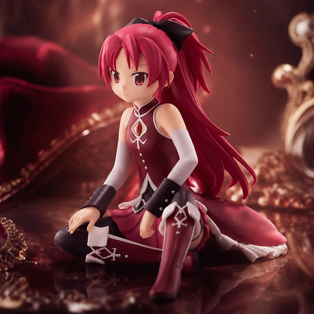 1pc 15cm/5.91in Anime Red Hair Girl Figure Sitting Pose PVC Statue Collectible Model Desktop Ornament Car Decoration Toys Gifts.