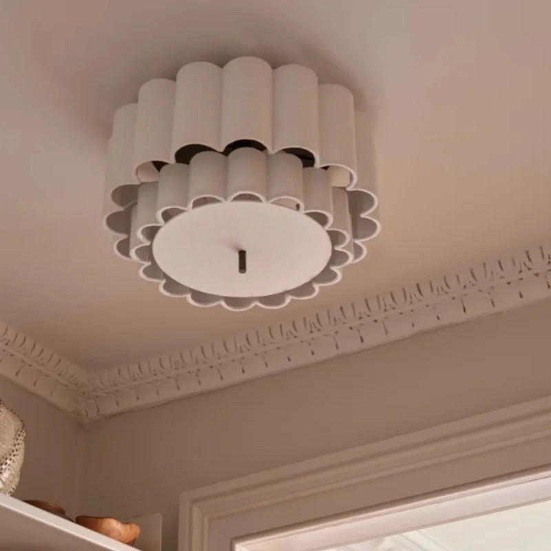 Wabi Sabi Pendant light Fabric Chandelier for Living Dining Bedroom Retro Bohemia Pendant Lamp scalloped natural pendant lamp