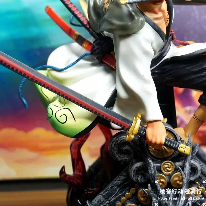 36cm Anime One Piece Figure Kimono Roronoa Zoro on the Roof Action Figure PVC Car Decoration Collection Model Kids Toy Doll Gift