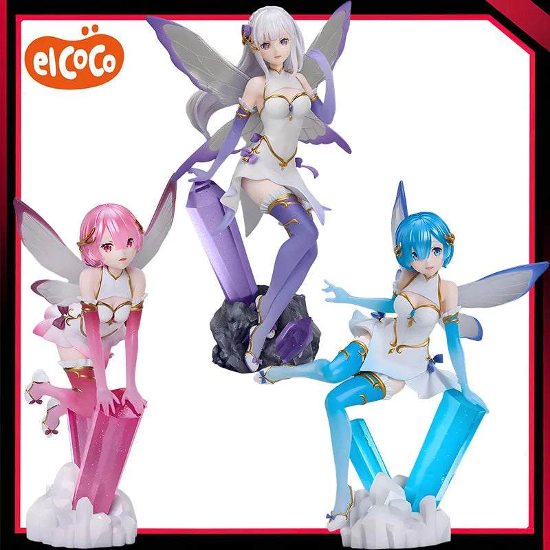 Auf Lager Original ElCOCO Emilia Ram Rem Jewel Princess Re:Life in A Different World From Zero 1/7 Original Anime Figur Modell Spielzeug