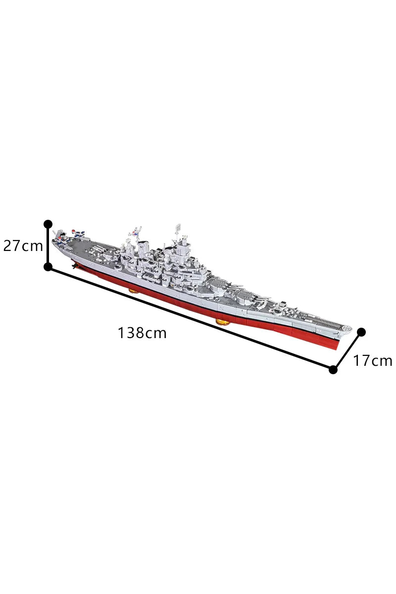 MOC USS Iowa BB-61 Battleship Building Blocks Model World War II Navy Military Battleship Bricks Assembly Toy Kids Birthday Gift