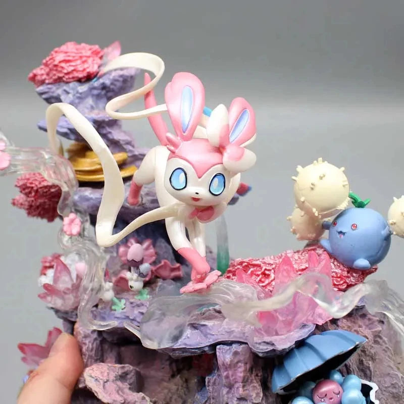 Pokemon Sylveon Anime Figuren Eevee Island 20cm Action Gk Figurine Pvc Statue Schreibtisch Decora Sammler Modell Spielzeug Weihnachtsgeschenke