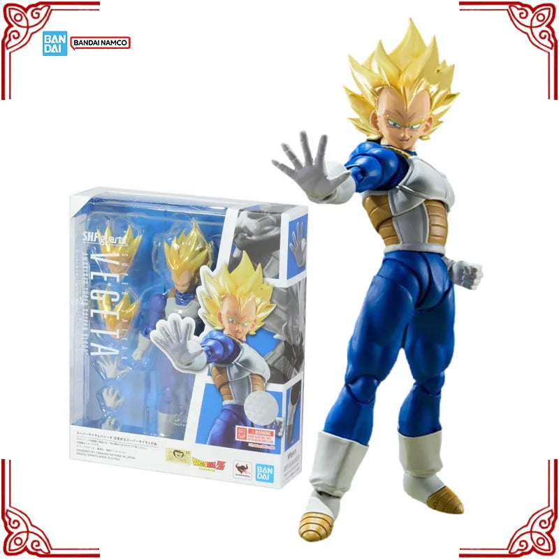 In Stock Genuine Bandai Dragon Ball Z Model Kit SHF Vegeta Awakened Super Saiyan Blood Anime Action Figure Collection Model Toys