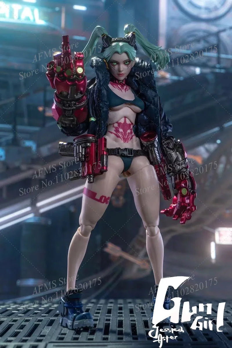 IN STOCK Romankey 1/12 Scale Collectible Figure Anime Gun Girl Rebecca Punk Cool Battle Girl 6Inch Women Soldier Action Figure