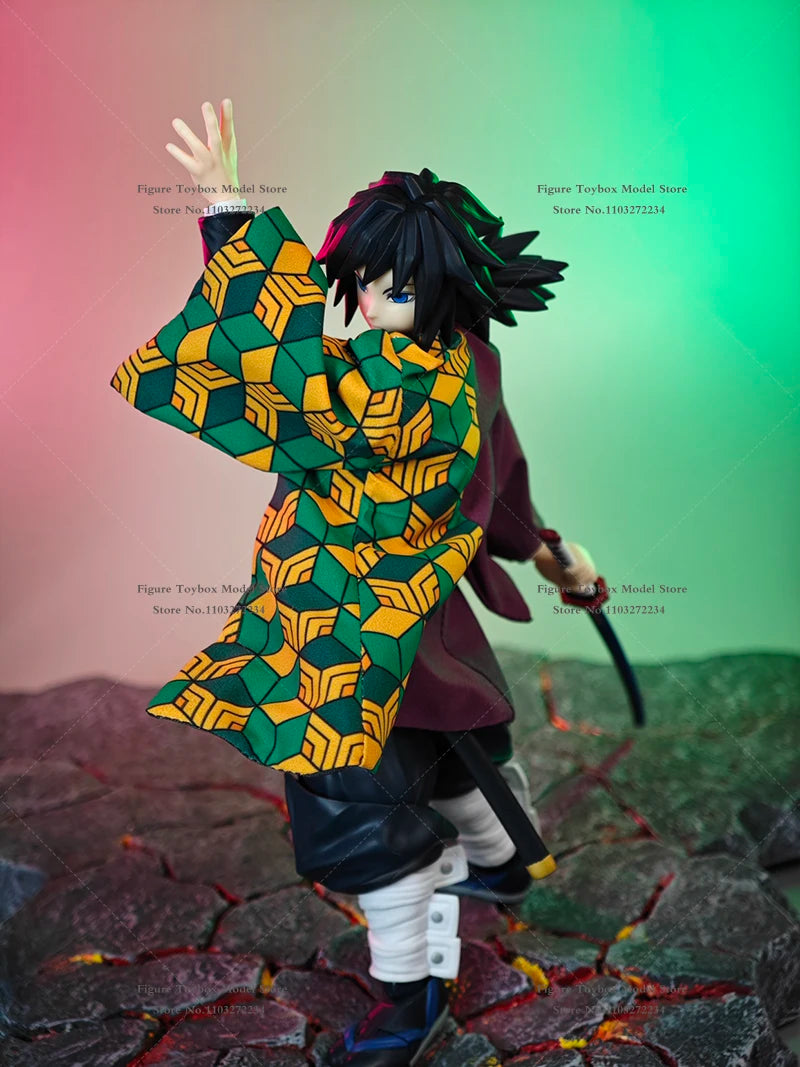 1/12 SHF Anime Tomioka Giyuu Mini Splicing Windbreaker Coat Clothes Accessory For 6" Demon Slayer Action Figure DIY Decoration