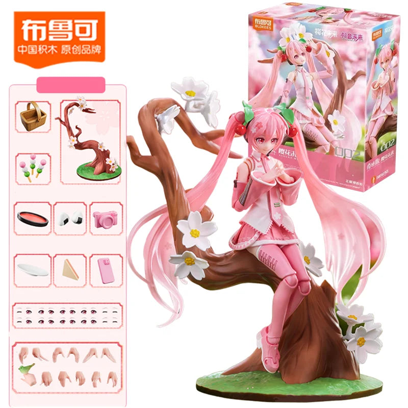 Original Blokees Hatsune Miku Miracle Cherry Blossom Future Lothing Anime Figure Assembled Model Movable Doll Toys Birthday Gift