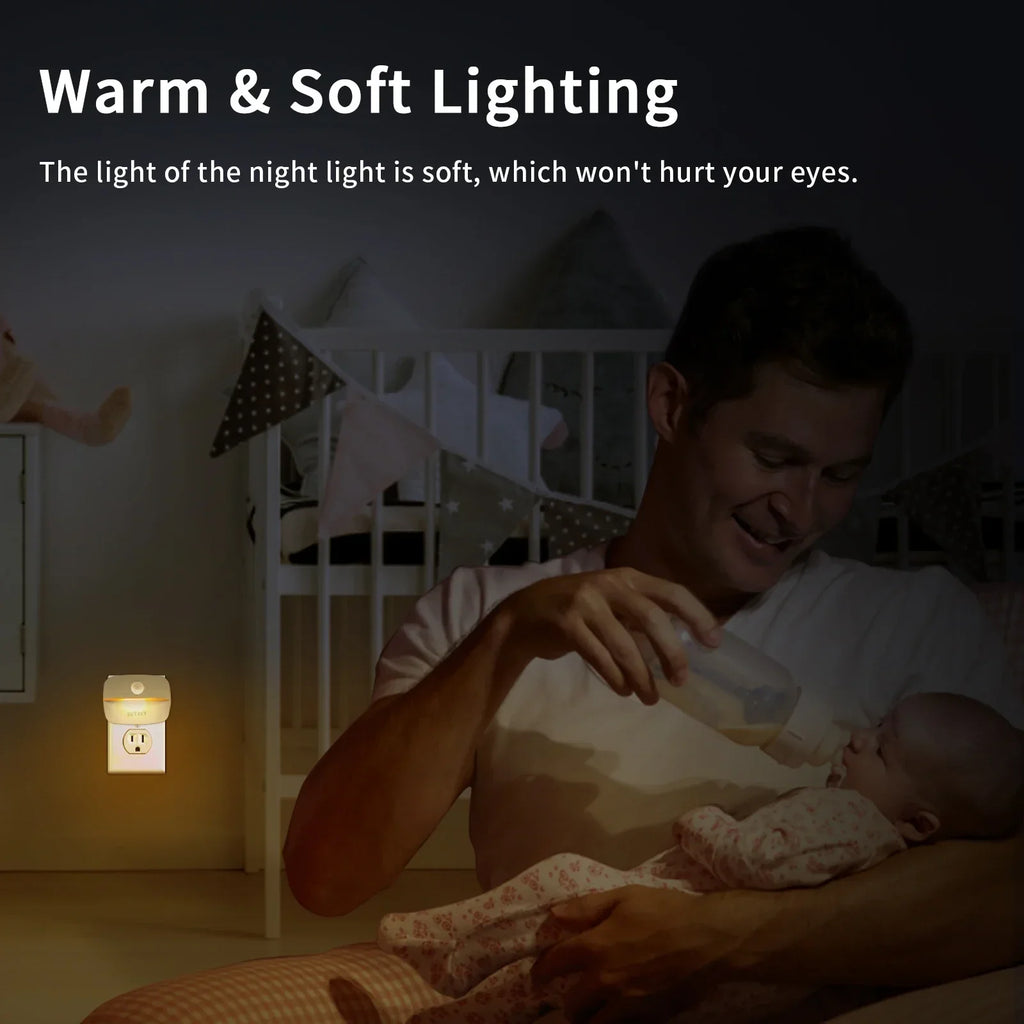 EU US Socket Led Night Light with Motion Sensor AC 85-265V PIR Human Induction Lamp 3 Colors Plug in Wall for Bedroom Hallway