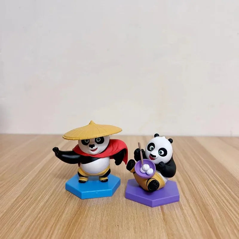 Kungfuse Pandaes4 Action Figures Cartoon Periphery Toys  Q Verison Model Tabletop Ornament